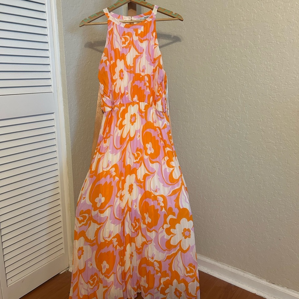 WD.NY Orange and White Floral Maxi Dress